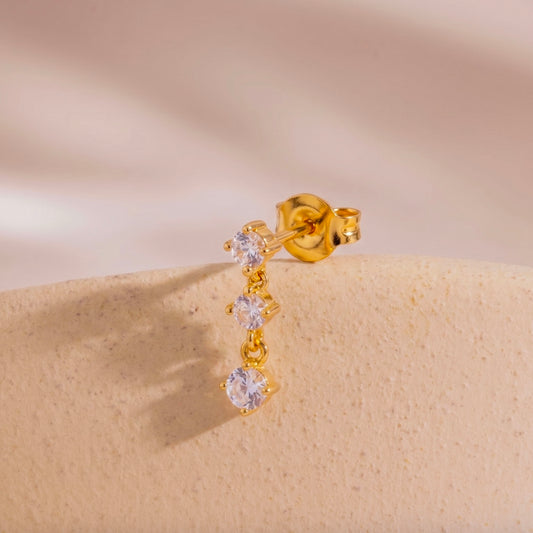 Three CZ Dangle Stud
