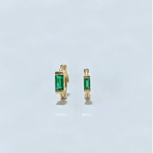 Emerald Baguette Hoop