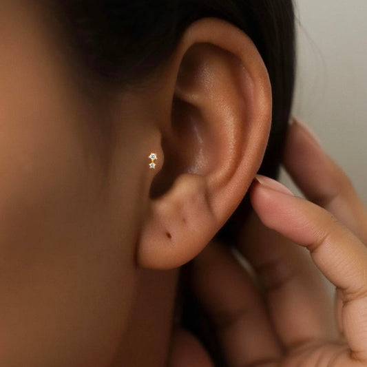 Two Stone Threaded Labret