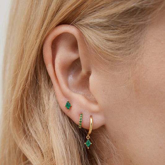 Emerald Dangle Hoop