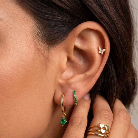 Emerald Dangle Hoop