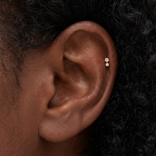 Two Stone Threaded Labret