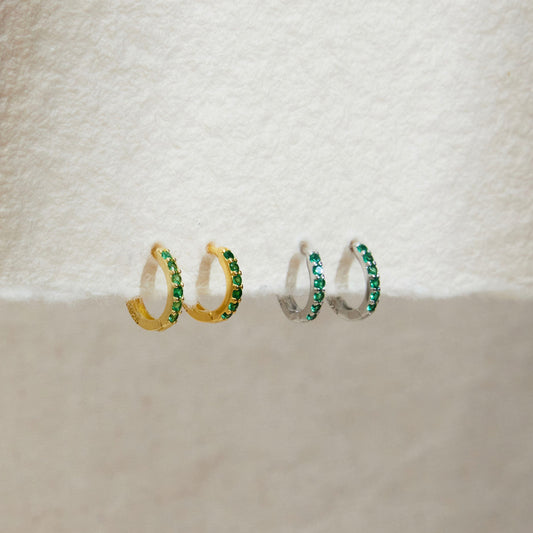 Emerald huggie hoop