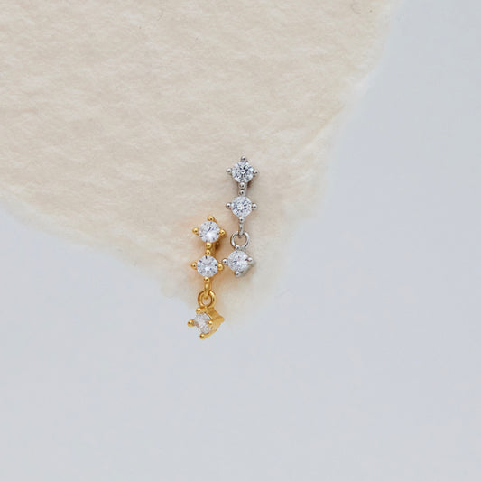 Three CZ Dangle Stud