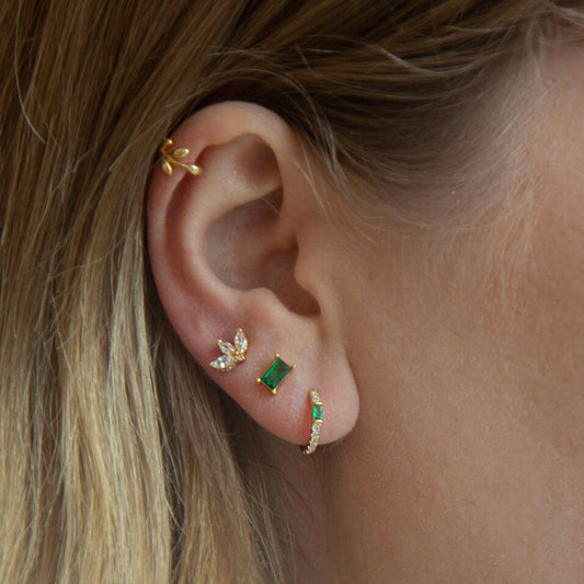 Emerald Baguette Hoop