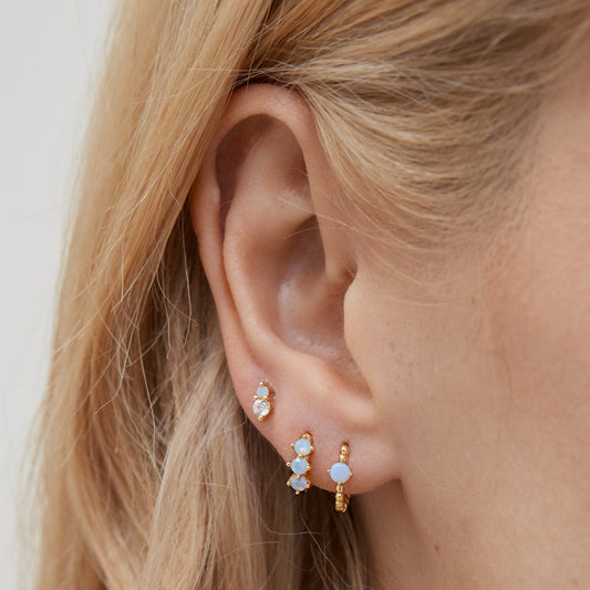 Blue Stone Huggie Hoop