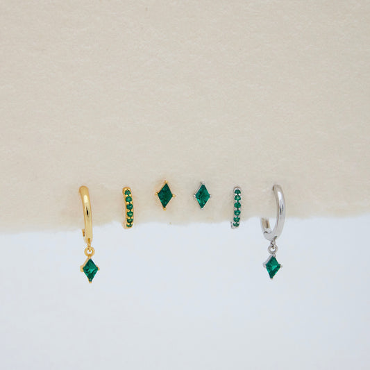 Emerald Square Earring Set
