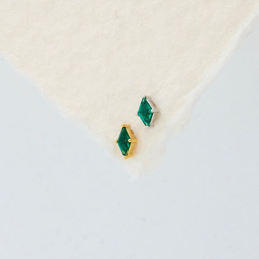 Kite Cut Emerald Stud