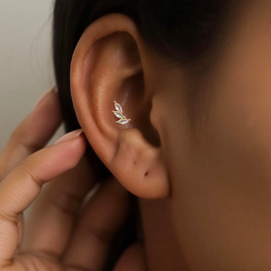 CZ Leaf Threaded Labret