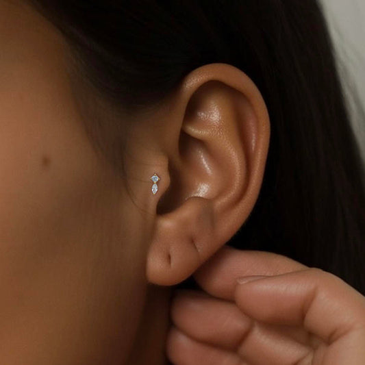 Round & Marquise Duo Threaded Labret