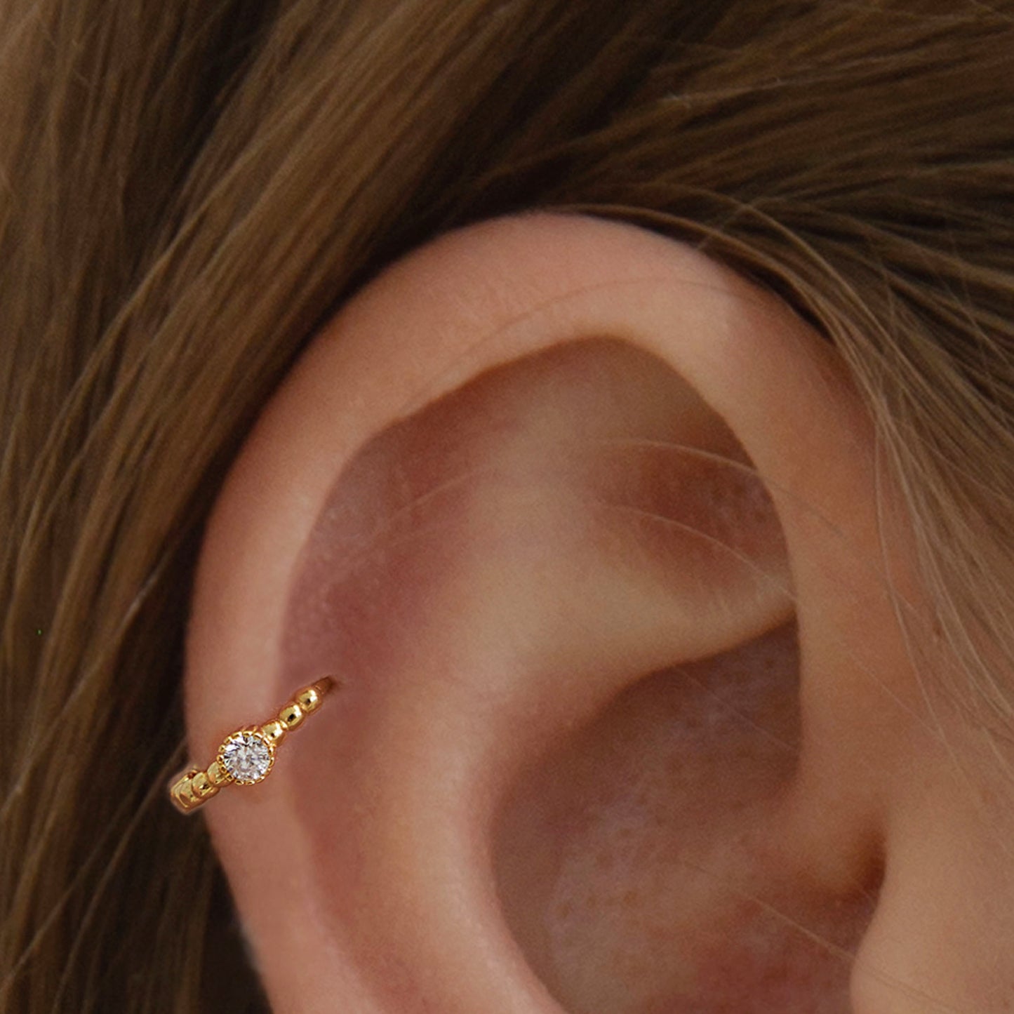 Cz Beaded Hoop