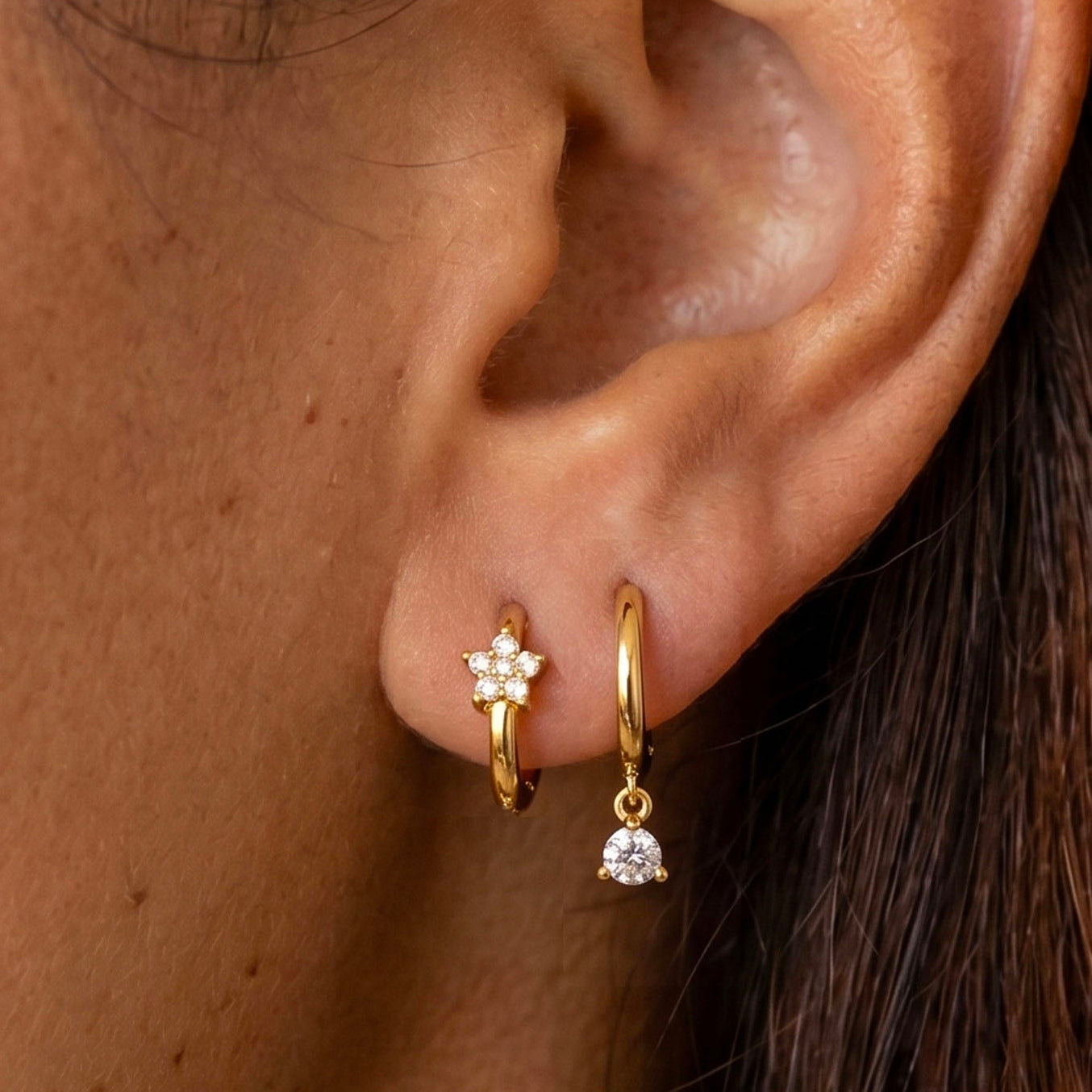 CZ Dangle Hoop