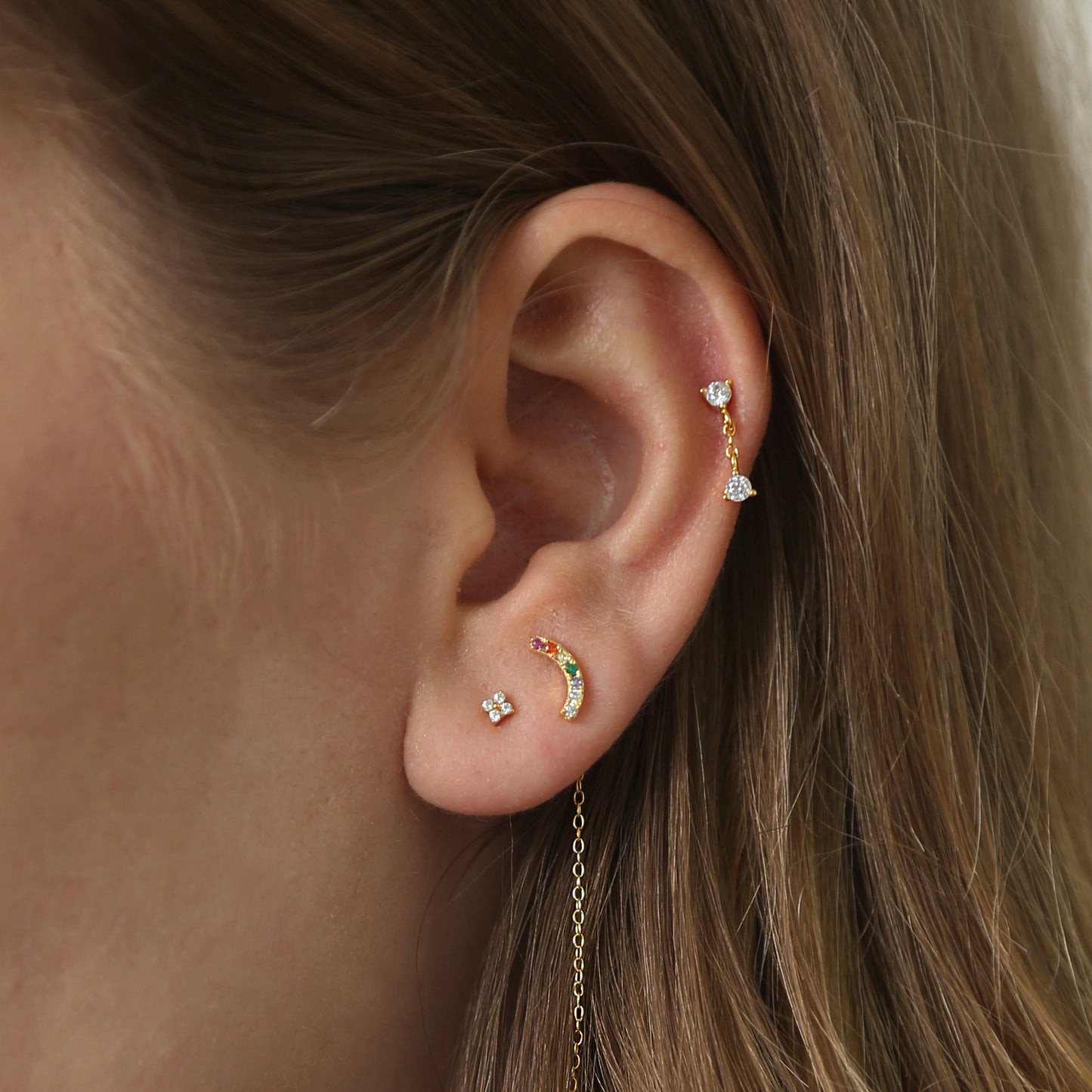 Two CZ Dangle Push Pin
