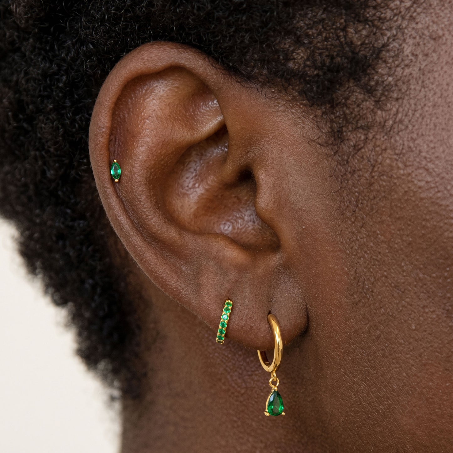Emerald Marquise Stud