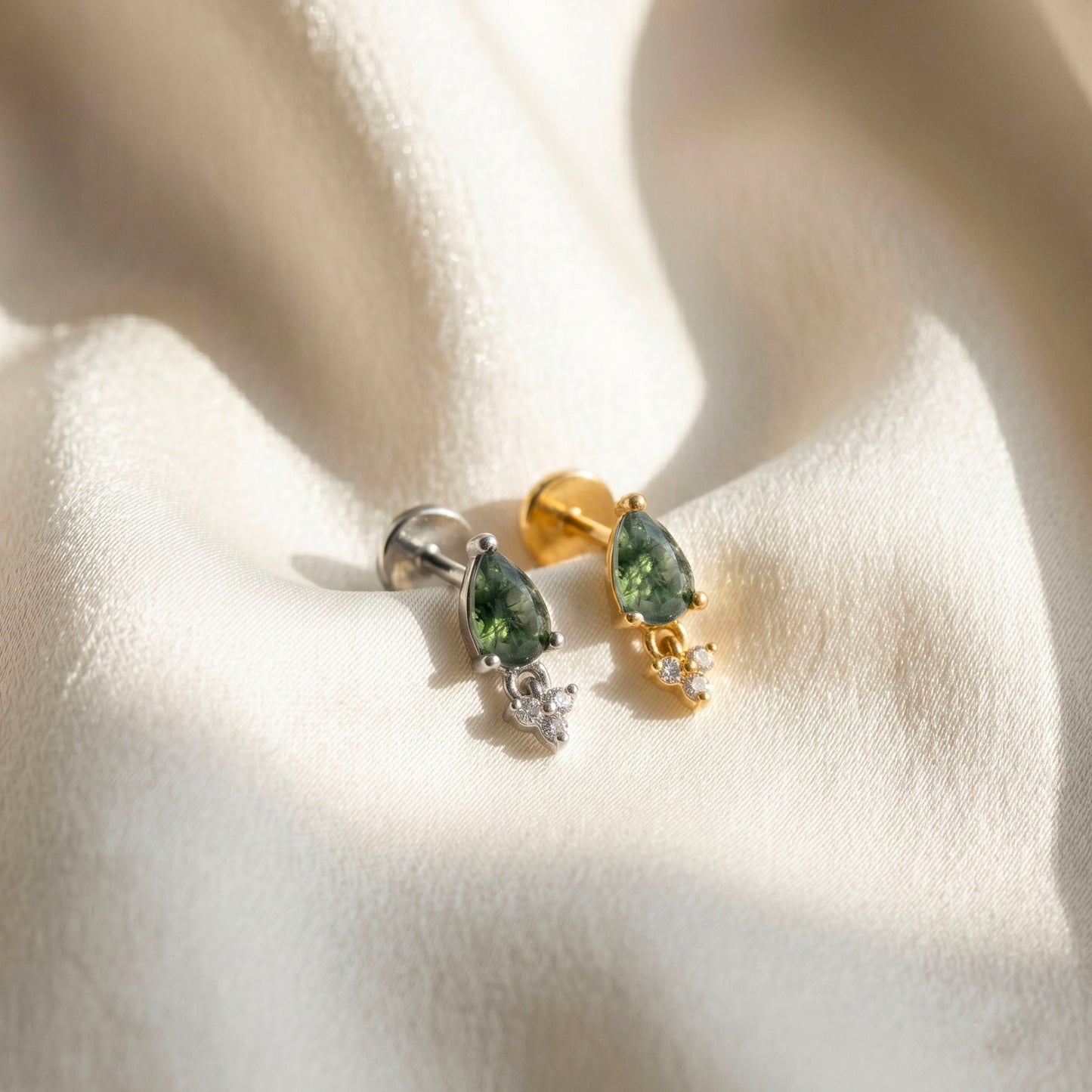 Natural Moss Agate Push Pin