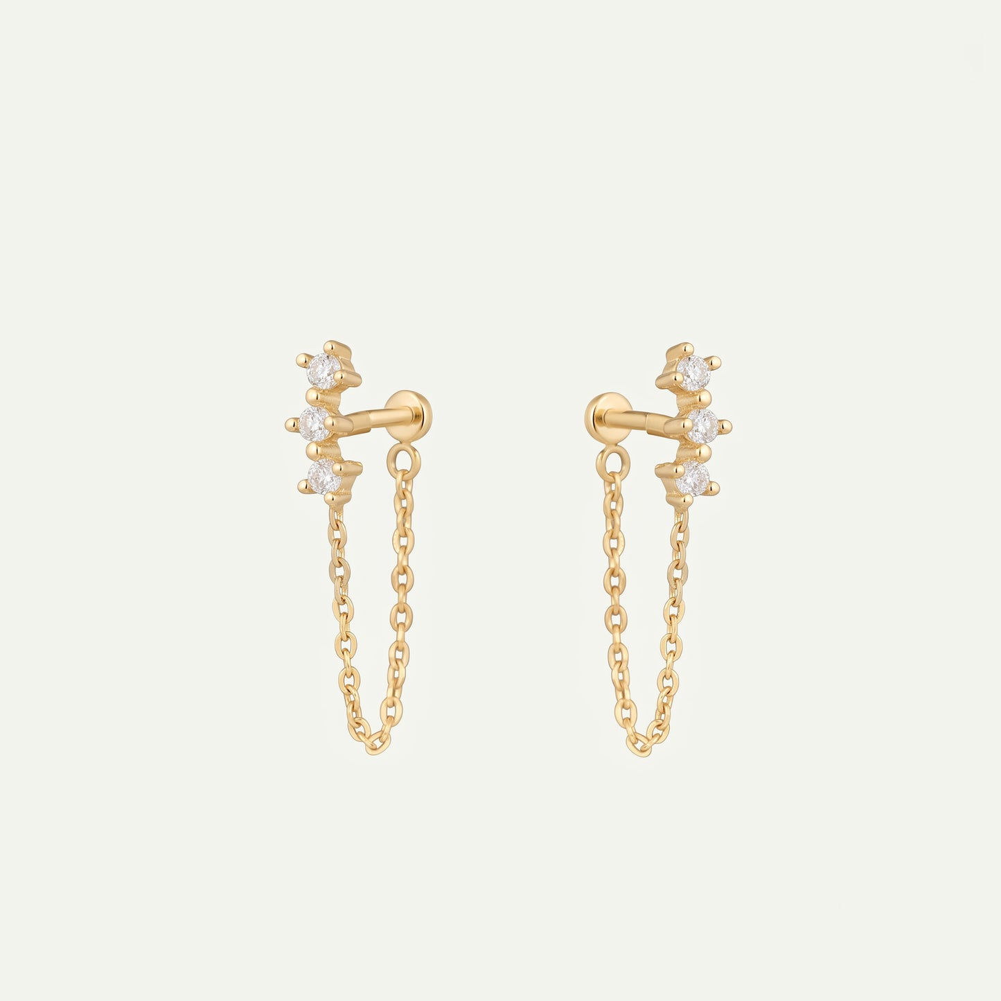 Three CZ Chain Push Pin
