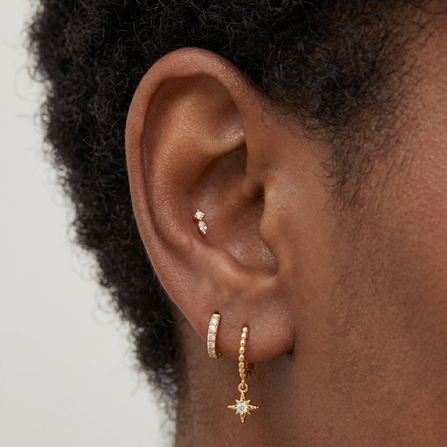 Round & Marquise Duo Stud