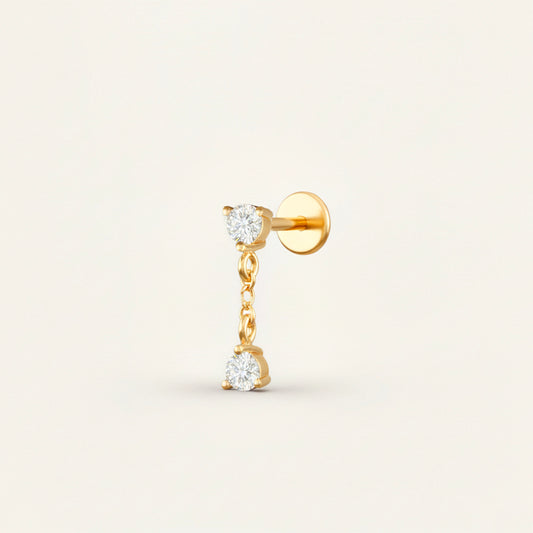 Two CZ Dangle Push Pin