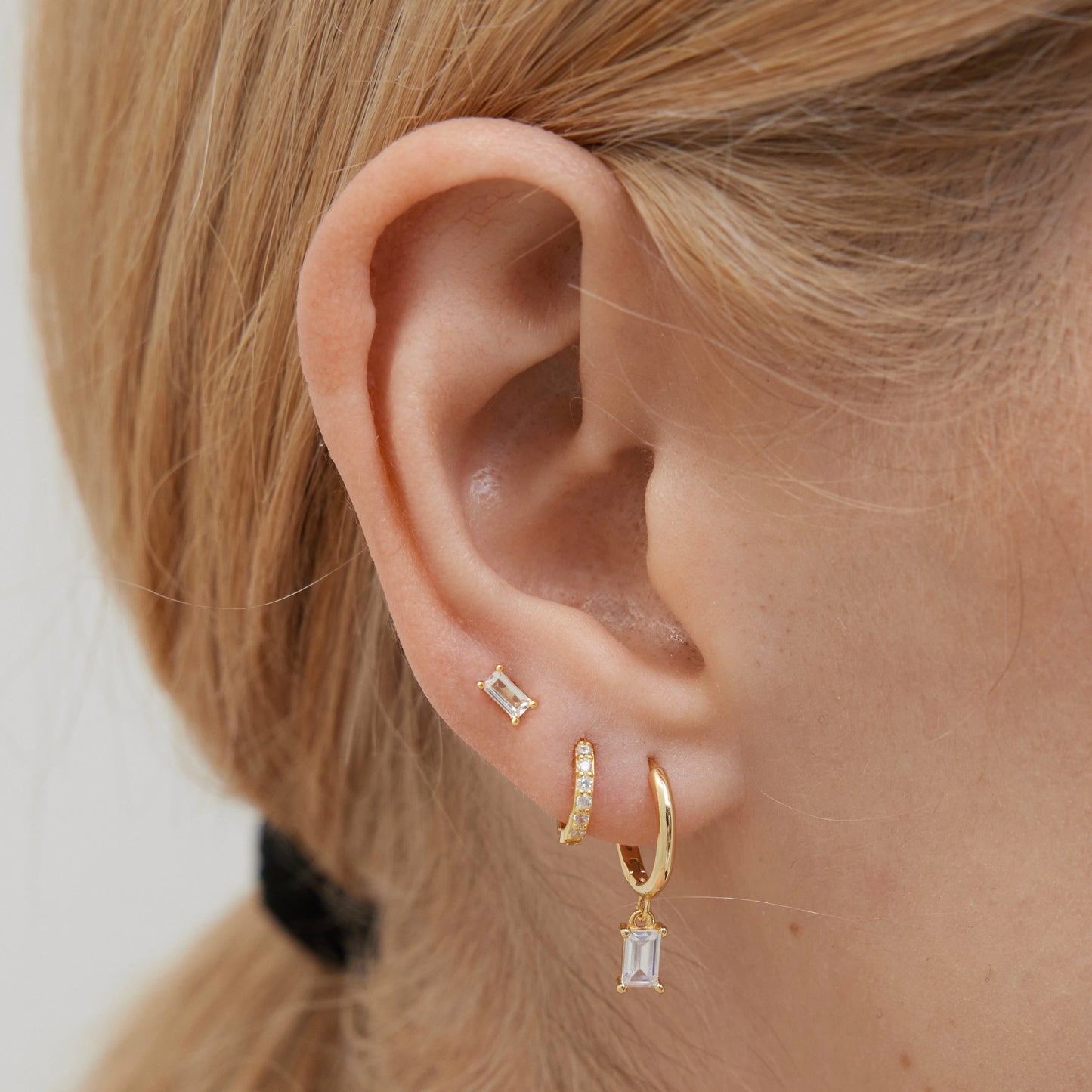 CZ Baguette Stud