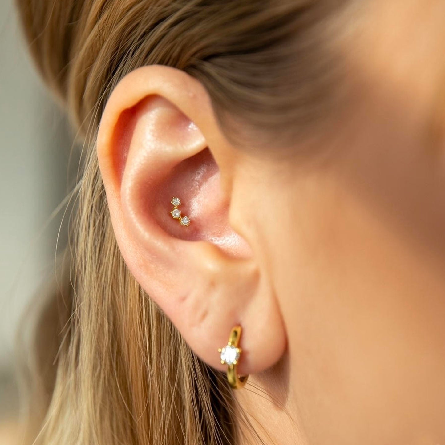 Tiny Three CZ Threaded Labret