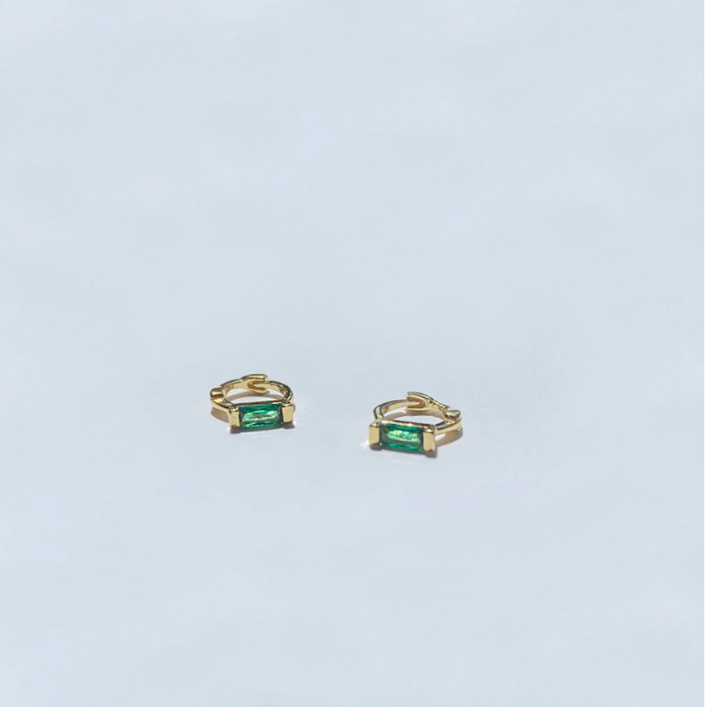 Emerald Baguette Hoop