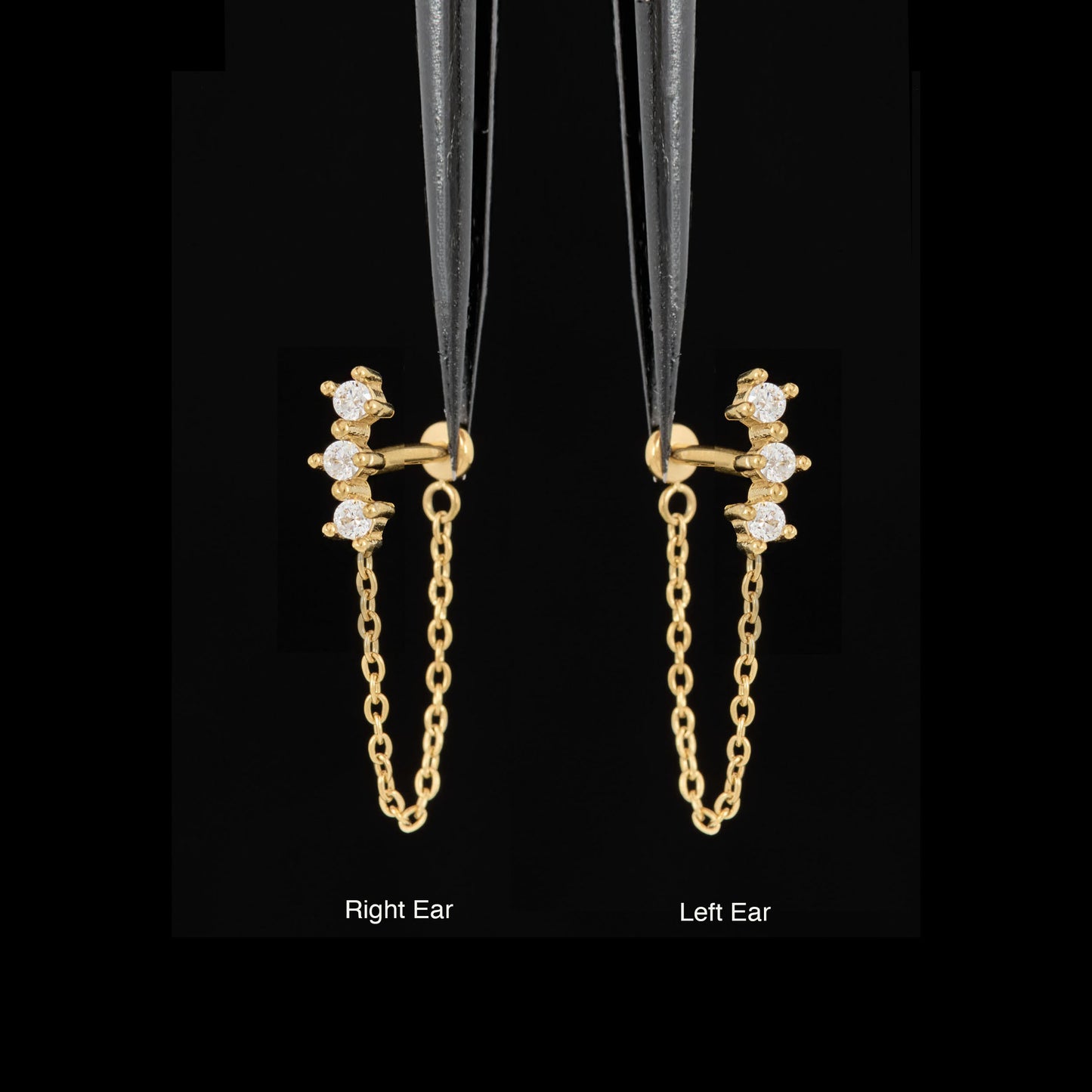 Three CZ Chain Push Pin