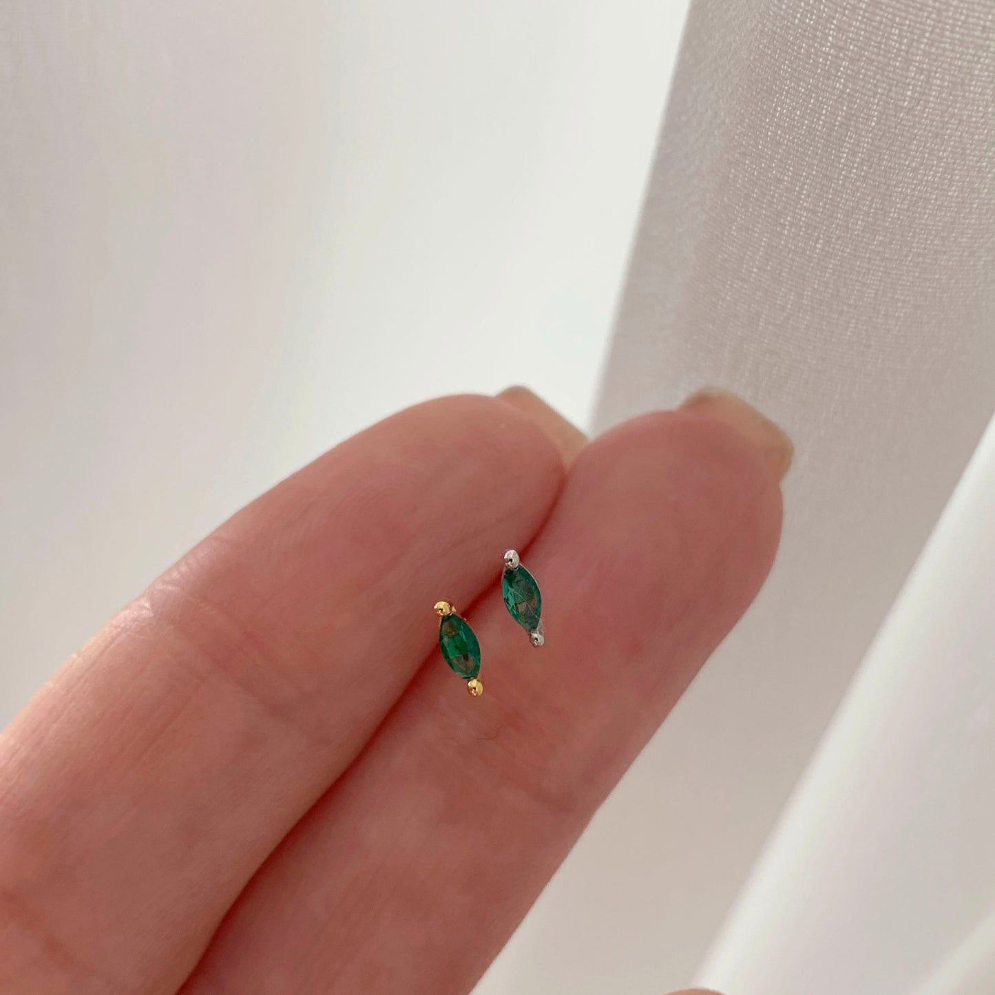 Emerald Marquise Stud
