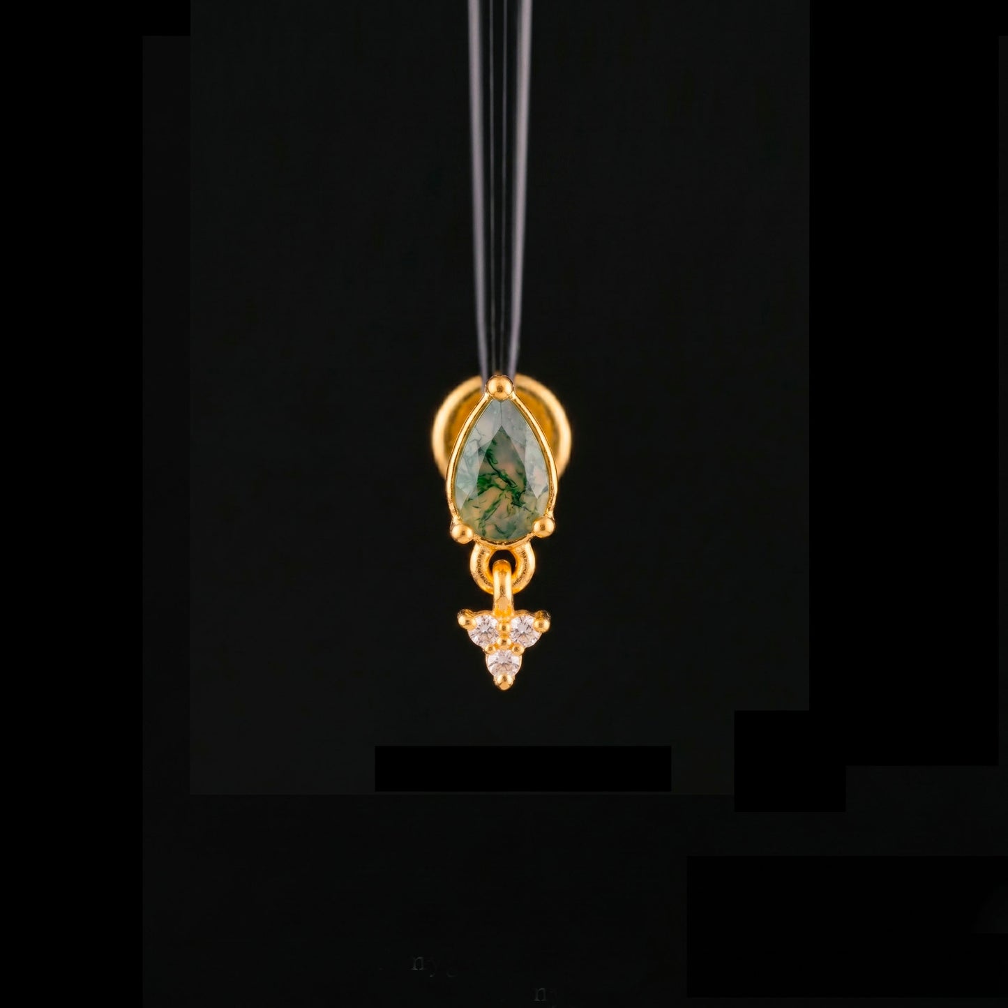 Natural Moss Agate Push Pin