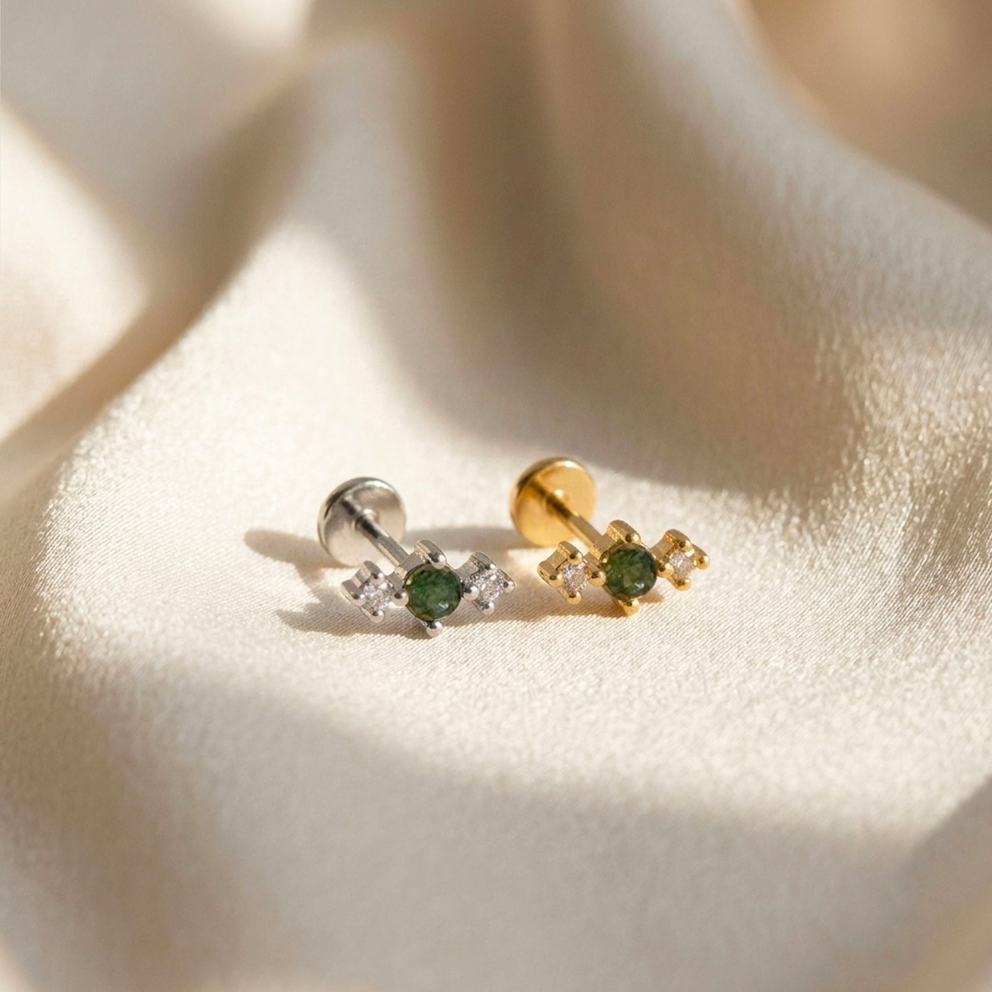 Natural Moss Agate Push Pin