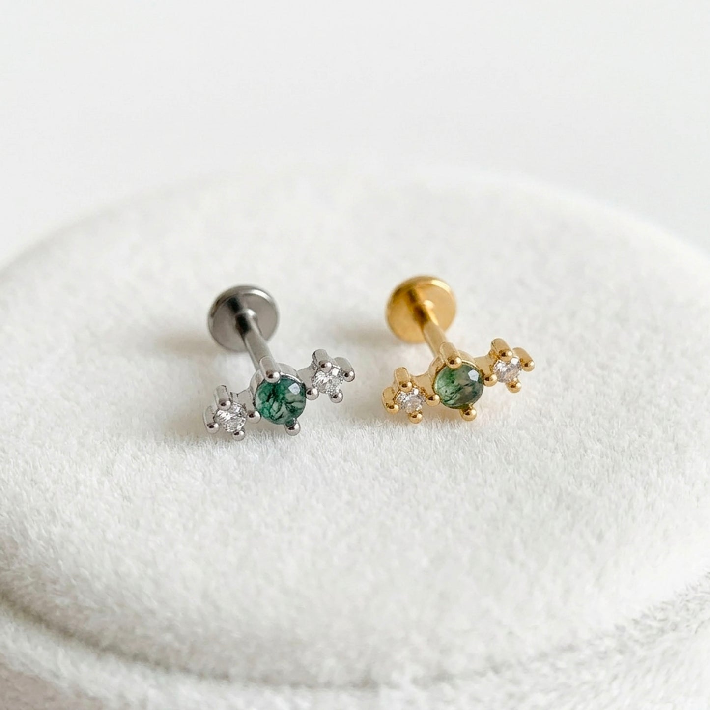 Natural Moss Agate Push Pin