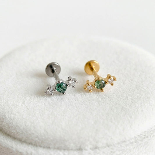 Natural Moss Agate Push Pin
