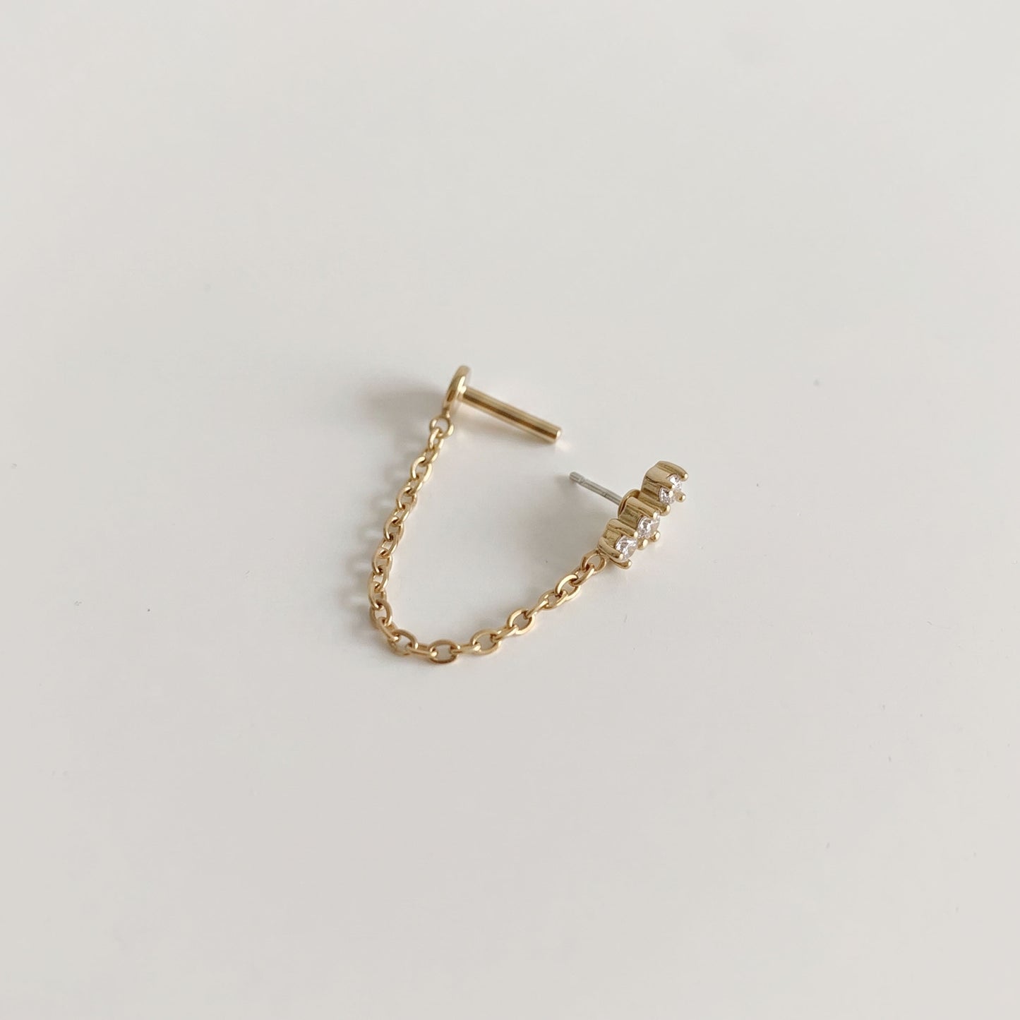 Three CZ Chain Push Pin
