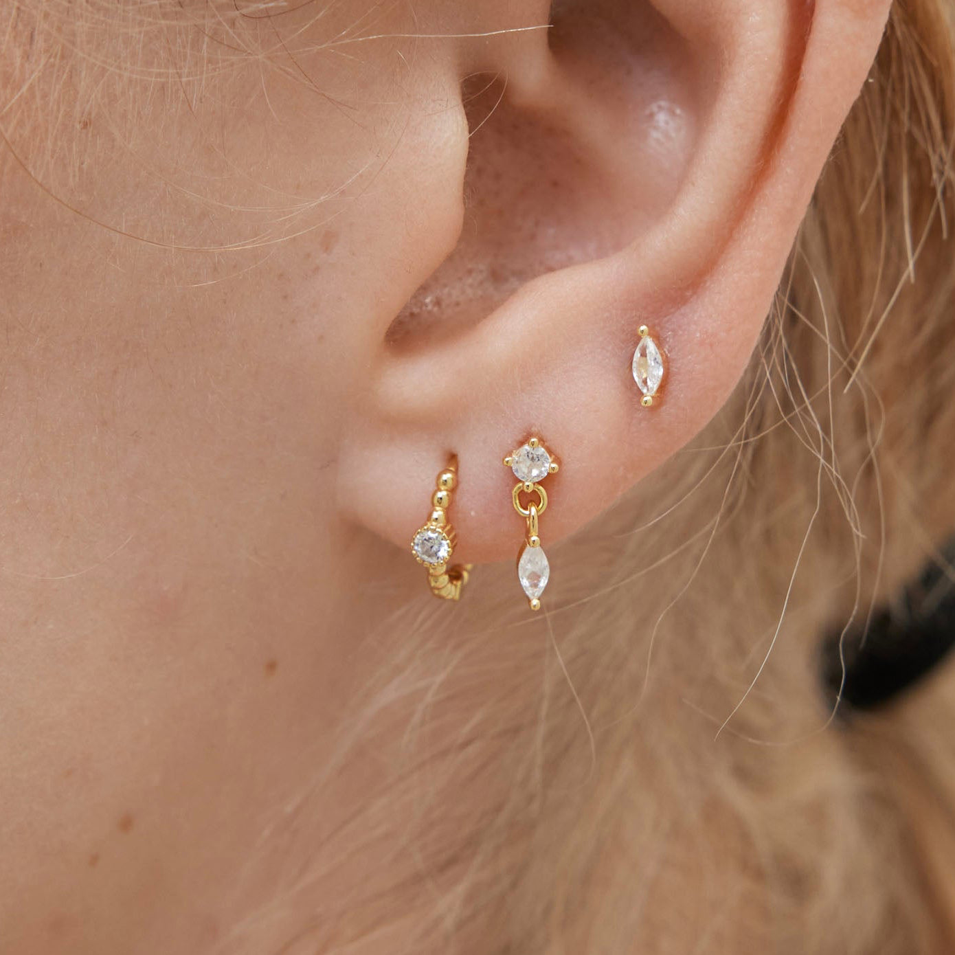 Cz Beaded Hoop