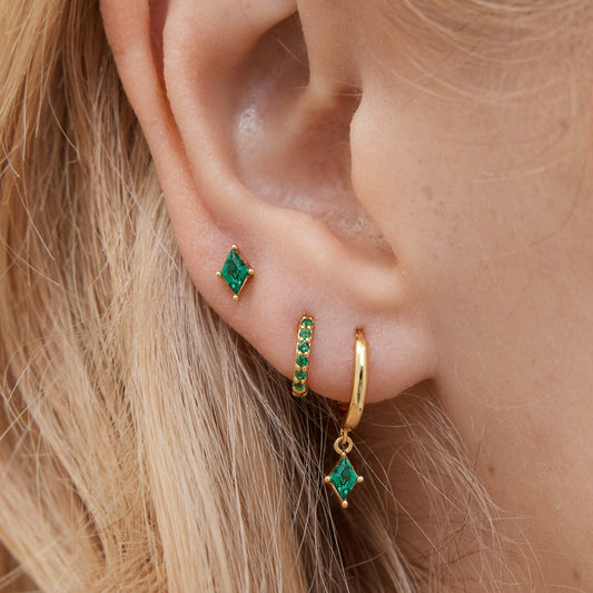 Kite Cut Emerald Stud