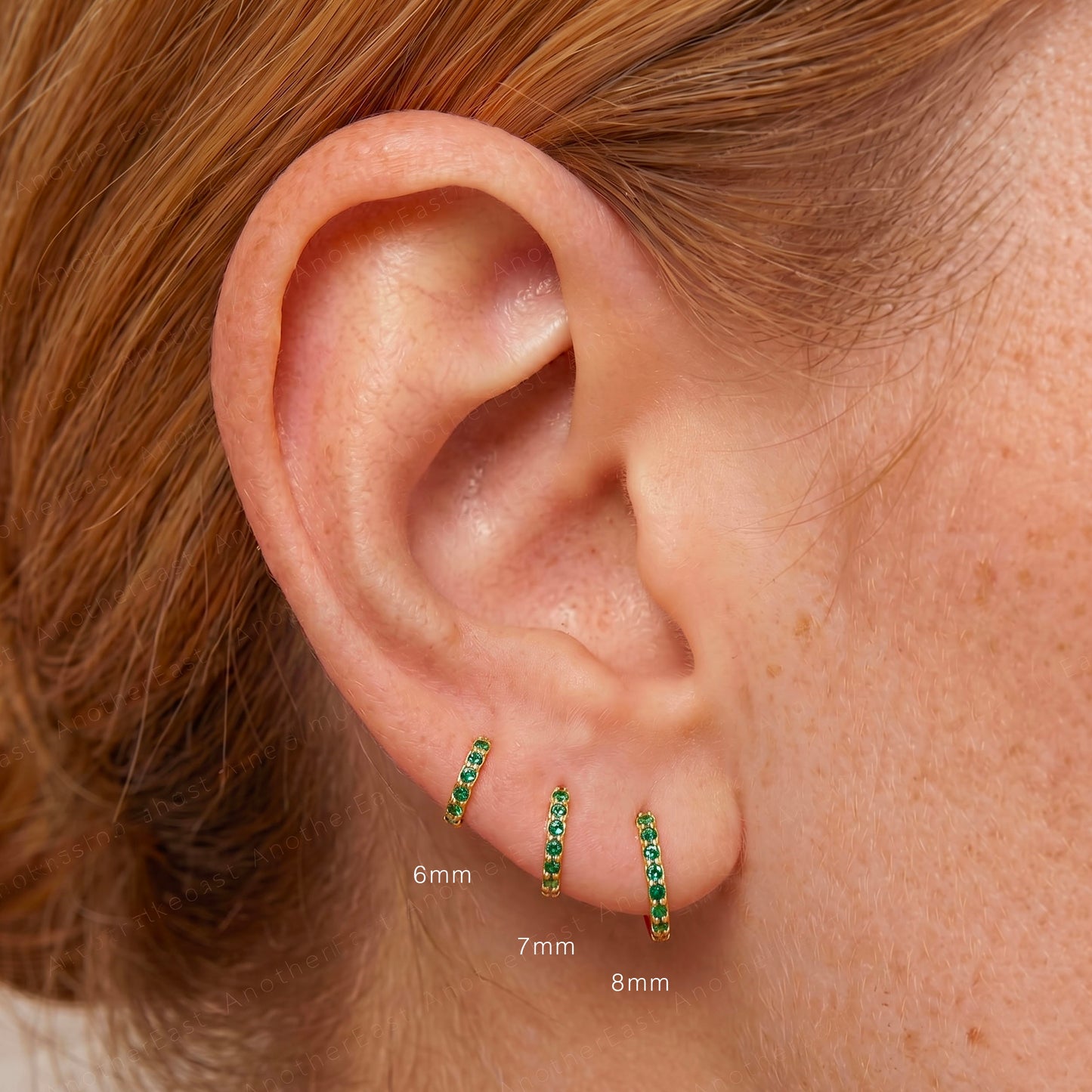 Emerald huggie hoop