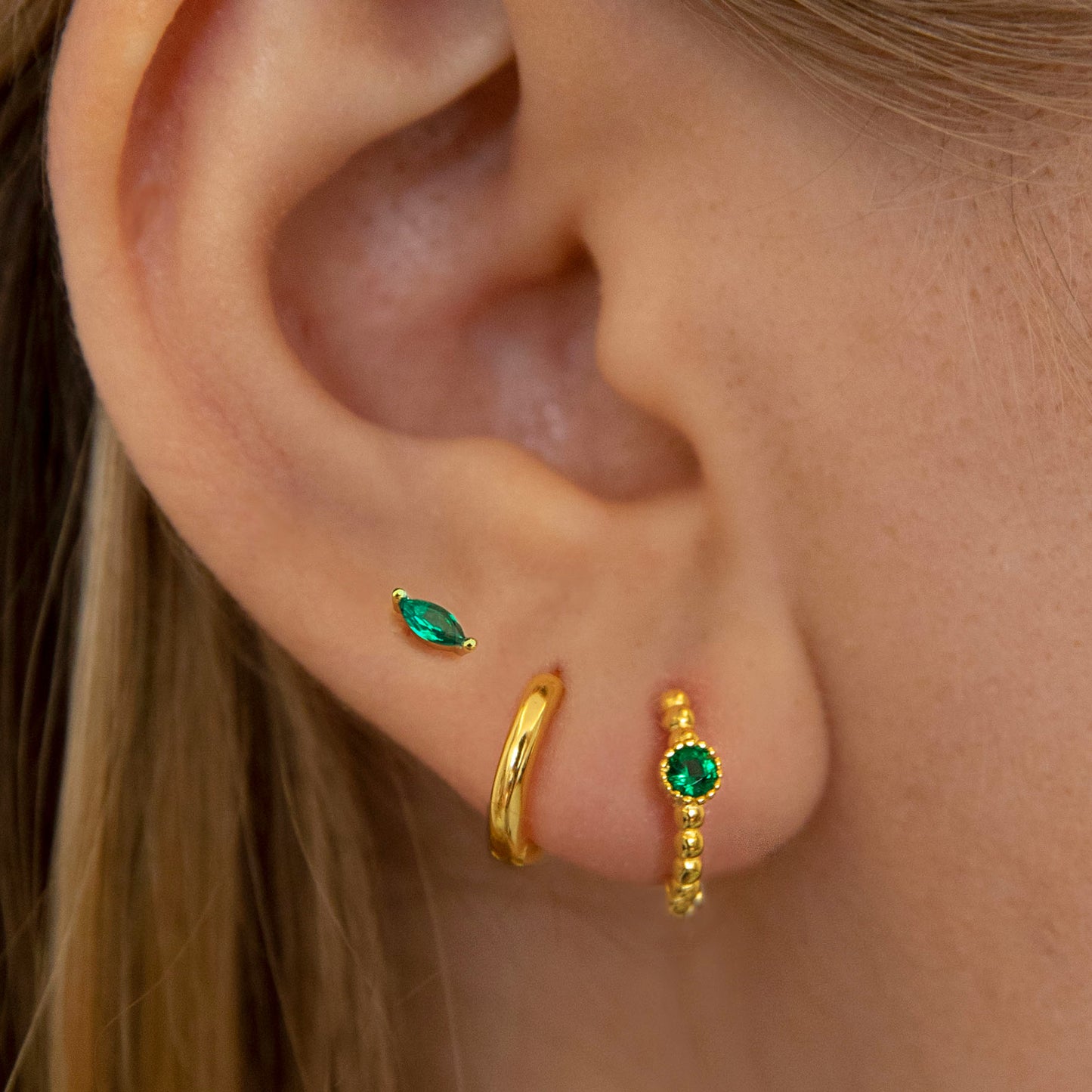 Emerald Marquise Stud