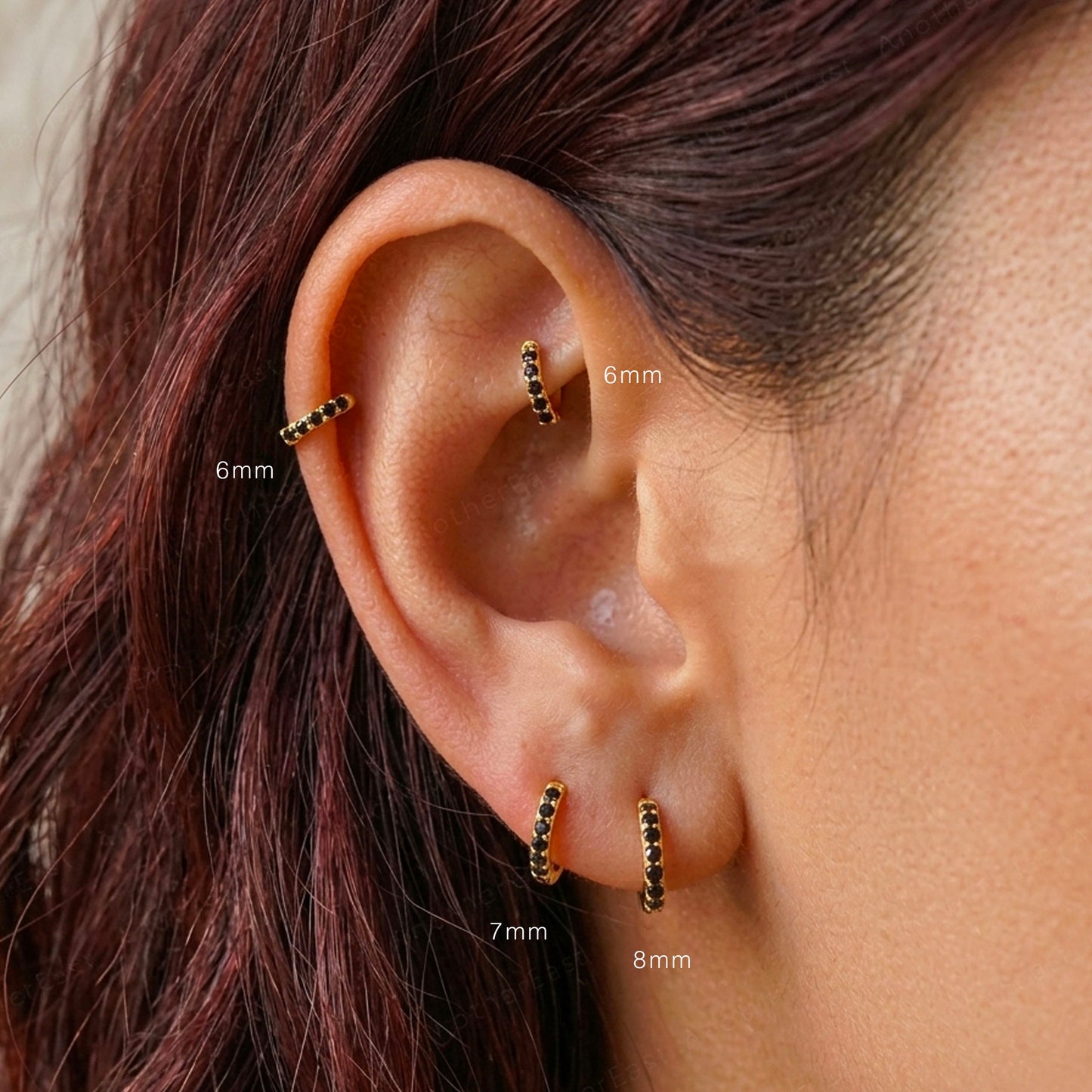 Black Stone huggie hoop