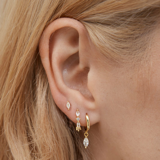 Marquise Huggie Hoop