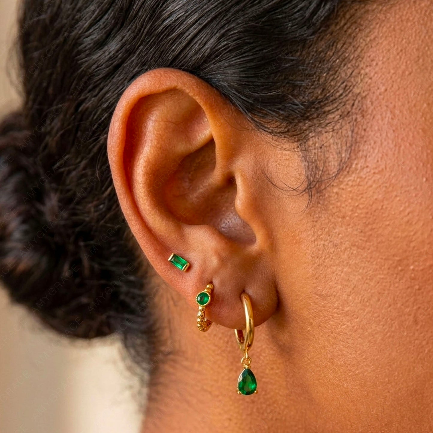 Emerald Beaded Hoop