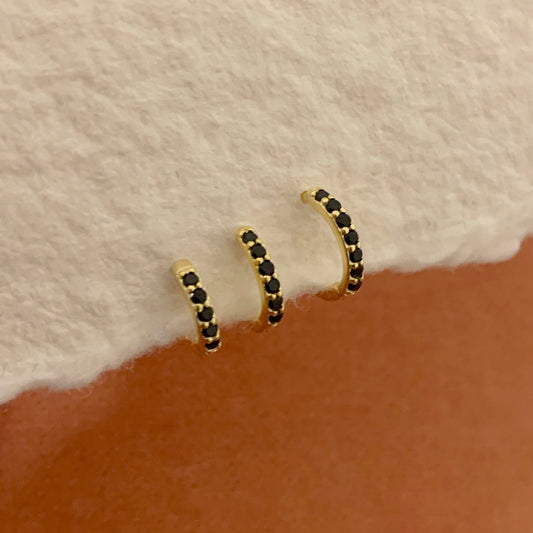 Black Stone huggie hoop