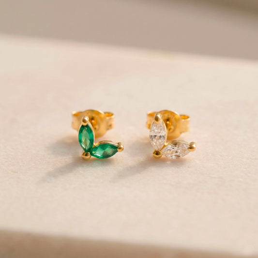 Cz Leaf Stud