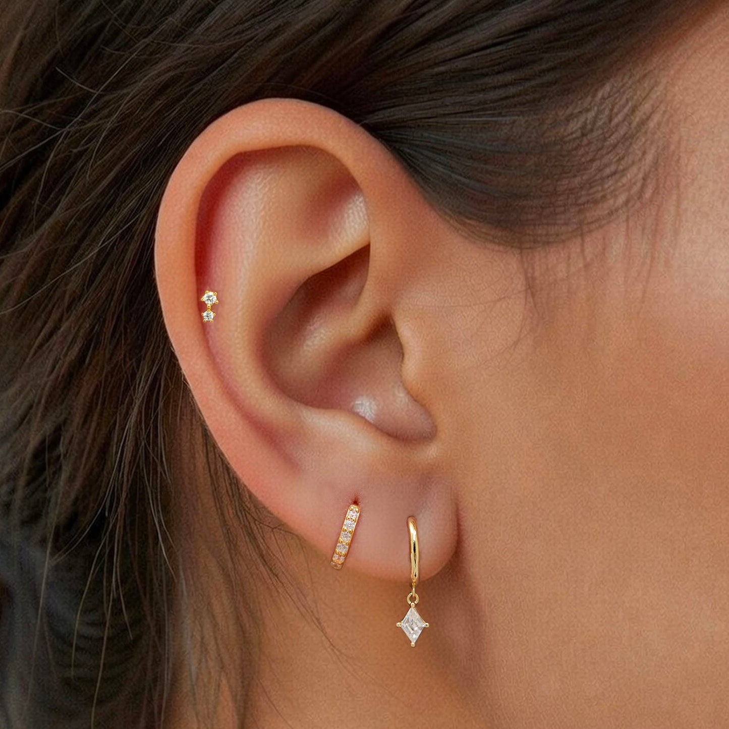 Two Stone Threaded Labret