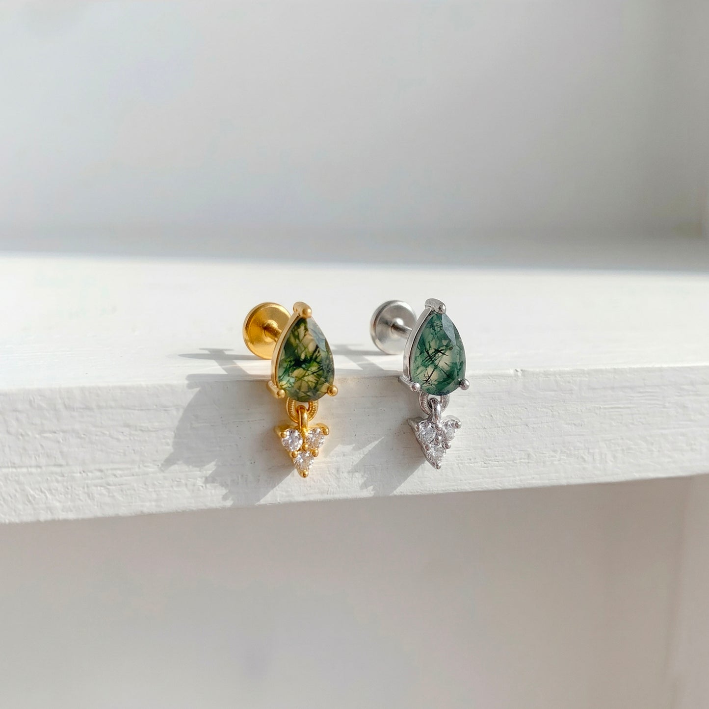 Natural Moss Agate Push Pin