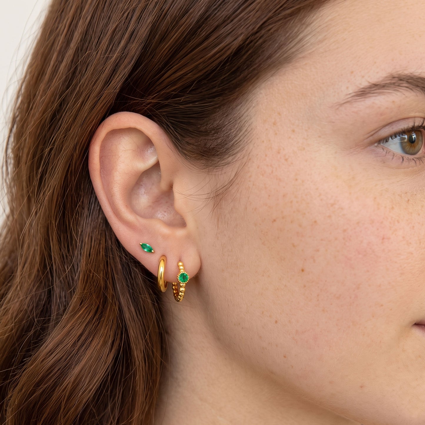 Emerald Marquise Stud