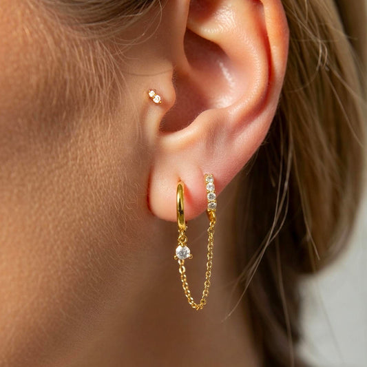 Tiny Double Stone Threaded Labret