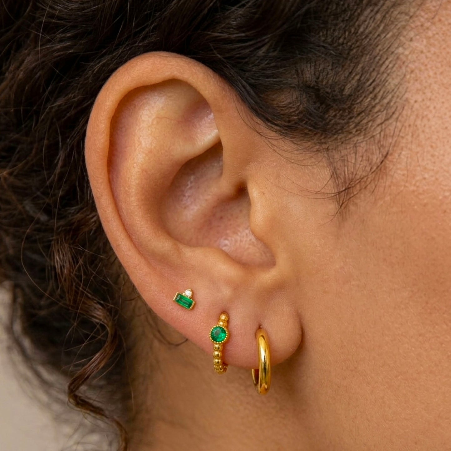 Emerald Beaded Hoop