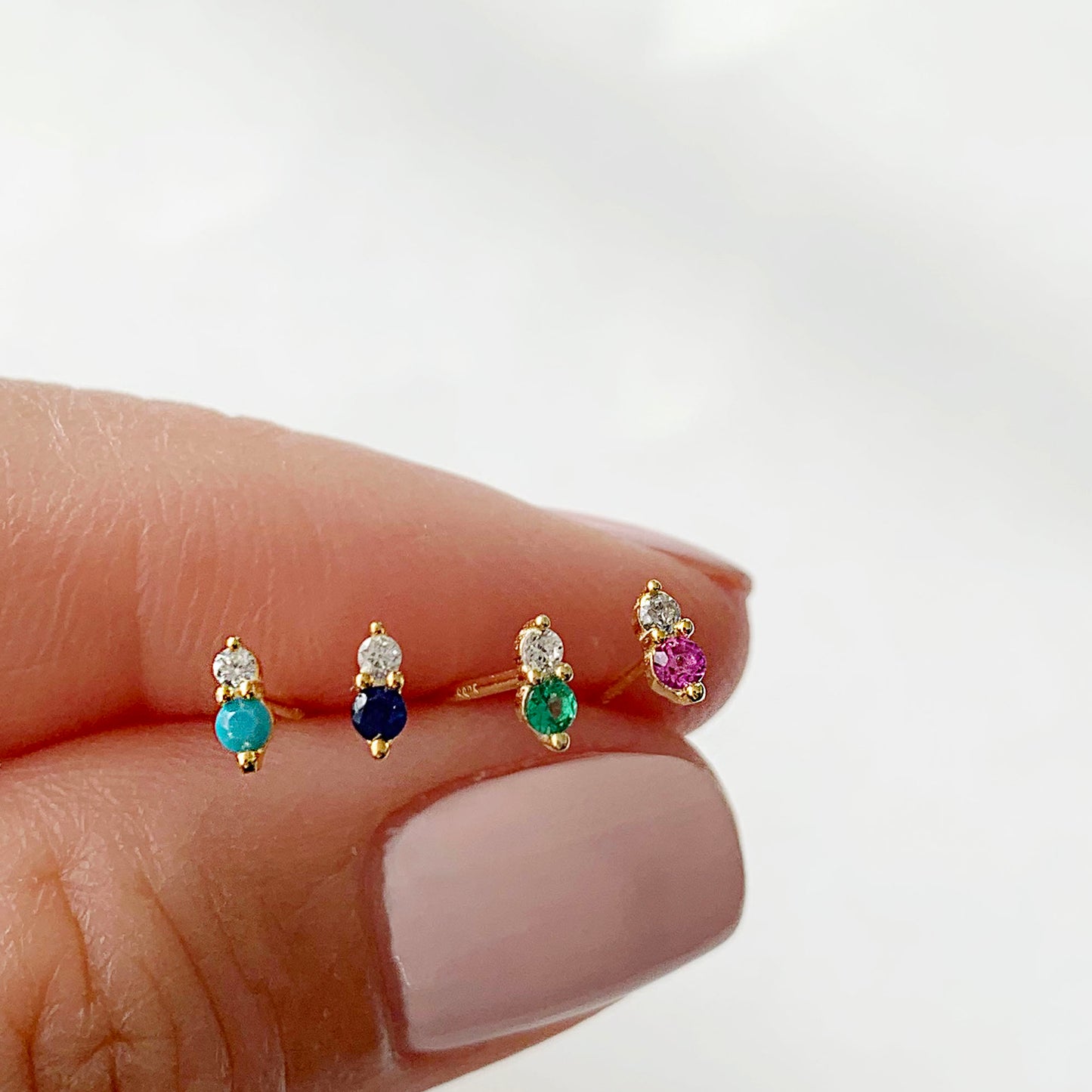 Tiny Double Stone Stud