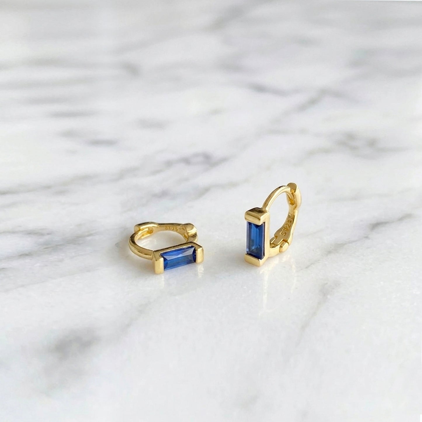 Sapphire Baguette Hoop
