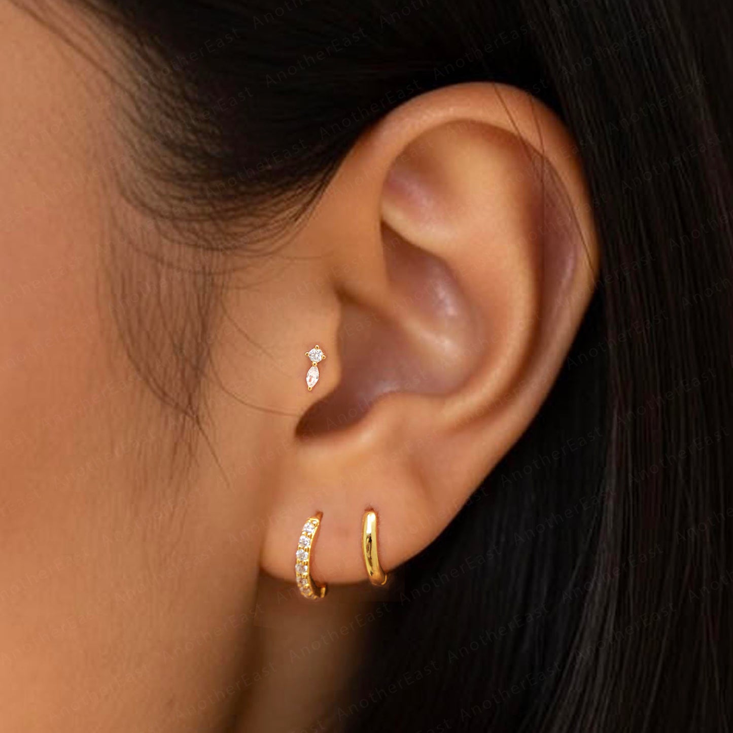 Round & Marquise Duo Stud
