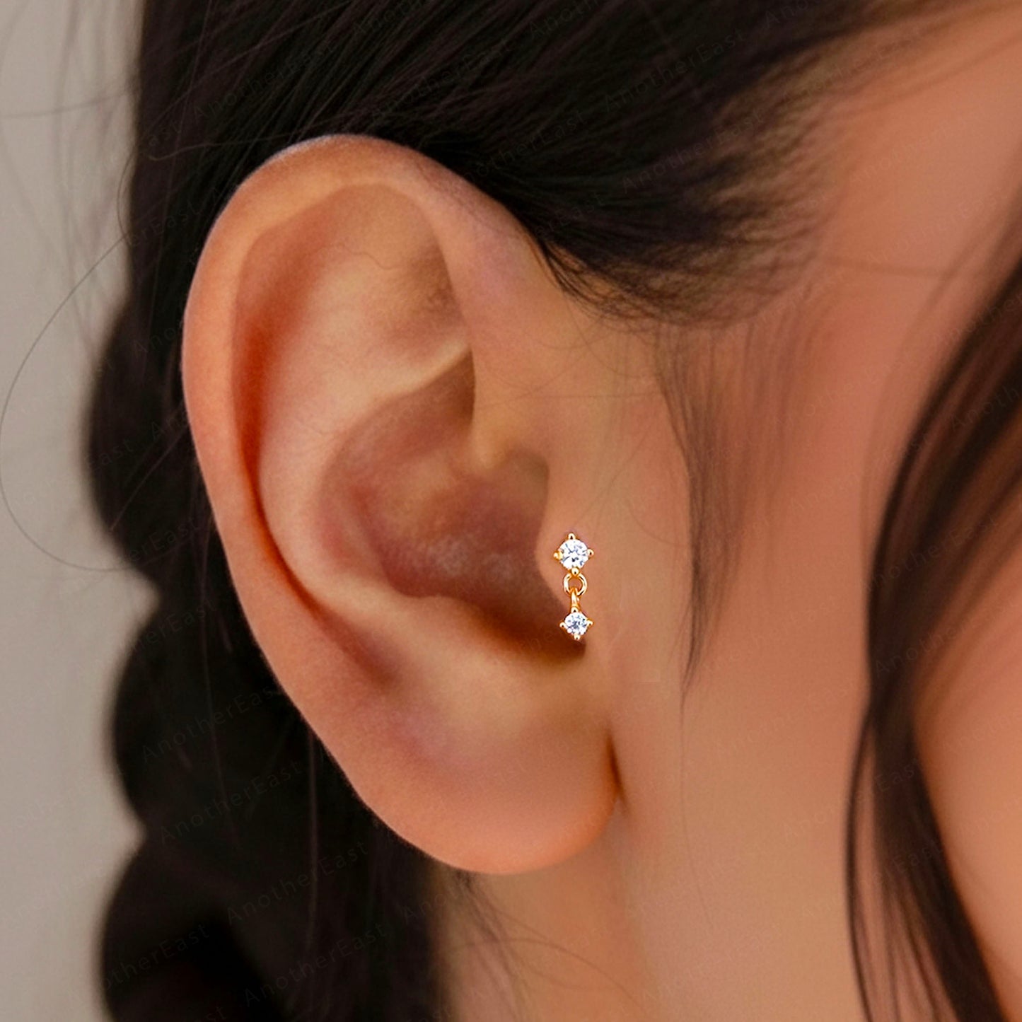 CZ Dangle Threaded Labret
